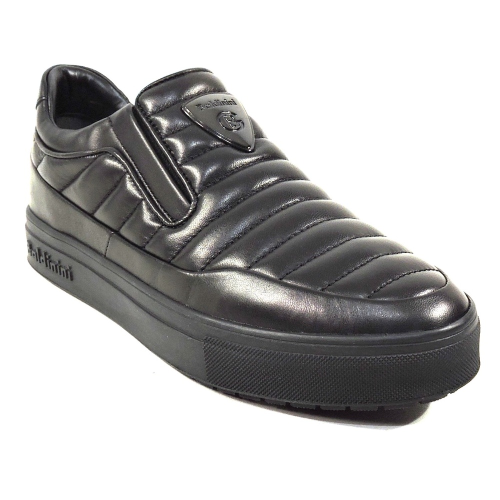 BALDININI 🇮🇹 MEN'S BLACK SOFT LEATHER FASHION SNEAKERS